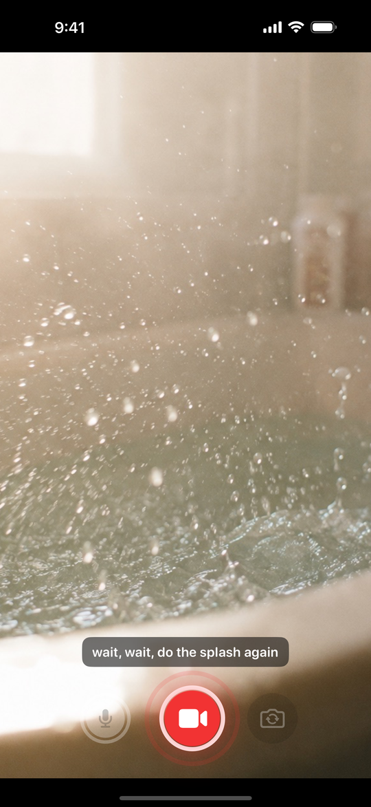 Capturing a bath-time splash with the live caption &ldquo;wait, wait, do the splash again&rdquo;